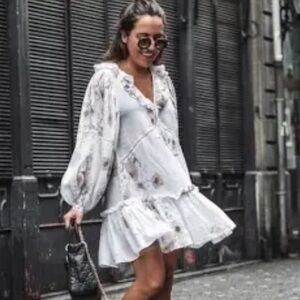 HM flounced floral mini dress